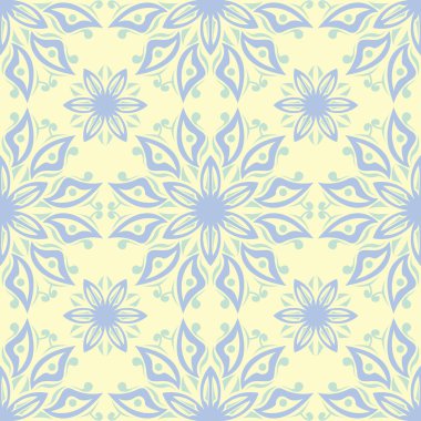 Çiçek bej seamless modeli. Bej renkli arka plan duvar kağıtları, Tekstil ve kumaş için mavi ve yeşil ışık çiçek tasarımları ile