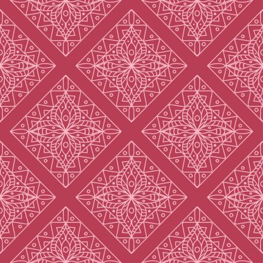 Kırmızı ve soluk pembe geometrik süsleme. Web, Tekstil ve duvar kağıtları için seamless modeli