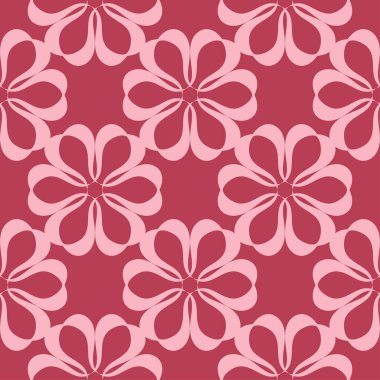 Kırmızı zemin üzerine çiçek süsleme. Tekstil ve duvar kağıtları için seamless modeli