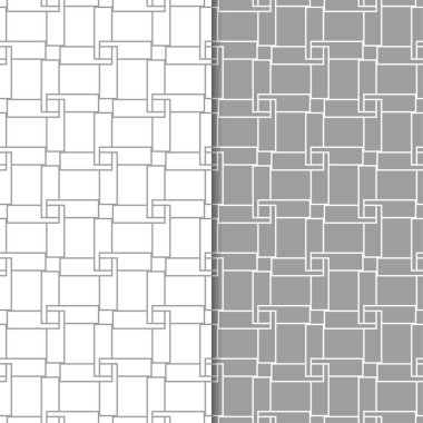 Gri ve beyaz geometrik süsler. Web, Tekstil ve duvar kağıtları için dikişsiz desen seti