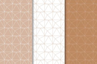 Kahverengi ve beyaz geometrik süsler. Web, Tekstil ve duvar kağıtları için dikişsiz desen seti