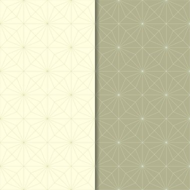 Zeytin yeşili geometrik süsler. Web, Tekstil ve duvar kağıtları için dikişsiz desen seti