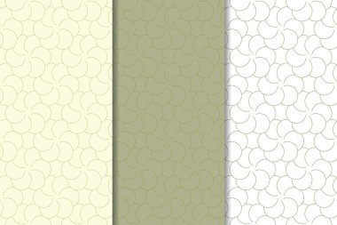 Zeytin yeşili ve beyaz geometrik süsler. Web, Tekstil ve duvar kağıtları için dikey Dikişsiz desen seti