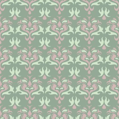 Zeytin yeşili çiçek Dikişsiz desen soluk pembe elemanları ile. Arka plan duvar kağıtları, Tekstil ve kumaş için çiçek tasarımları ile