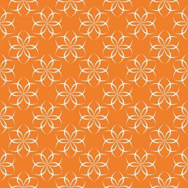 Turuncu çiçek süsleme beyaz elemanları ile. Tekstil ve duvar kağıtları için seamless modeli