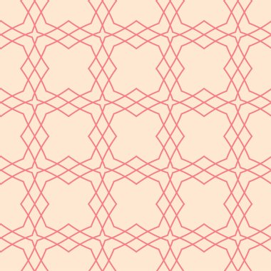 Kırmızı ve bej geometrik süsleme. Web, Tekstil ve duvar kağıtları için seamless modeli