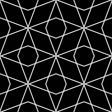 Siyah ve beyaz geometrik süsleme. Web, Tekstil ve duvar kağıtları için seamless modeli