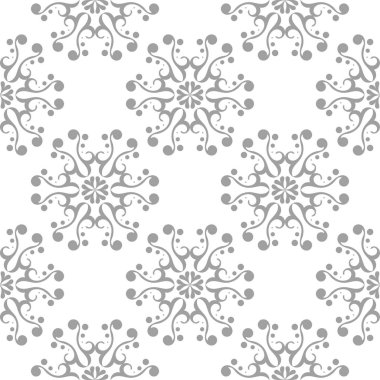 Beyaz arka plan üzerine açık gri çiçek süsleme. Tekstil ve duvar kağıtları için seamless modeli