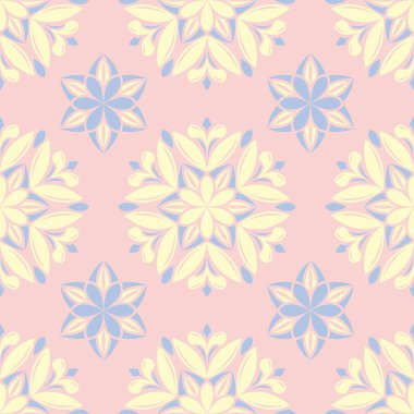 Çiçek sorunsuz arka plan. Duvar kağıtları, Tekstil ve kumaş için pembe, mavi ve sarı çiçek deseni