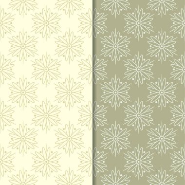 Zeytin yeşili çiçek arka planlar. Tekstil ve duvar kağıtları için dikişsiz desen seti