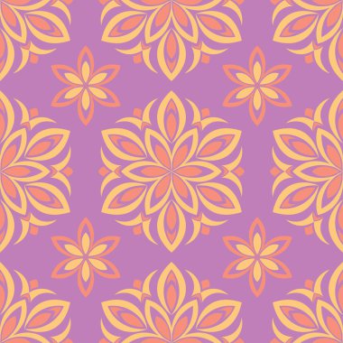 Çiçek seamless modeli. Parlak mor arka plan duvar kağıtları, Tekstil ve kumaş için renkli tasarımı ile