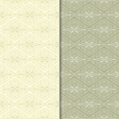 Geometrik süsler kümesi. Zeytin yeşili Dikişsiz desen web, Tekstil ve duvar kağıtları için