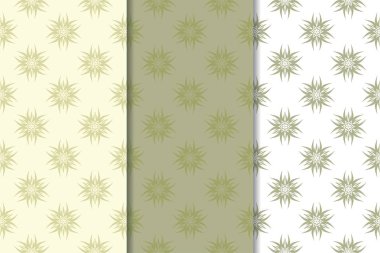 Zeytin yeşili kümesi çiçek süsler. Tekstil ve duvar kağıtları için dikişsiz desen