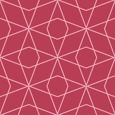 Kırmızı ve soluk pembe geometrik süsleme. Web, Tekstil ve duvar kağıtları için seamless modeli