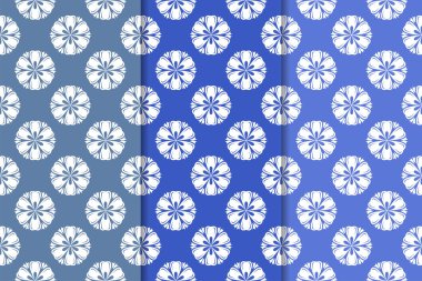 Mavi çiçekli süsler. Dikey Dikişsiz desen seti. Duvar kağıdı arka plan