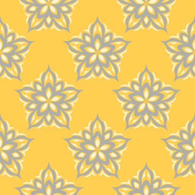 Sorunsuz çiçek desenli. Parlak sarı arka plan duvar kağıtları, Tekstil ve kumaş için çiçek tasarımları ile