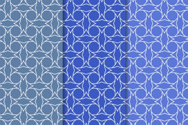 Mavi geometrik süsler. Web, Tekstil ve duvar kağıtları için dikey Dikişsiz desen seti