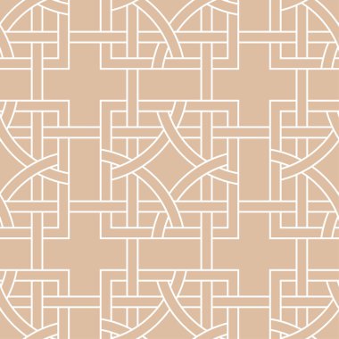 Bej ve beyaz geometrik süsleme. Web, Tekstil ve duvar kağıtları için seamless modeli