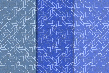 Geometrik süsler kümesi. Web, Tekstil ve duvar kağıtları için mavi dikey Dikişsiz desen