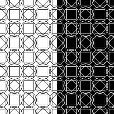 Siyah ve beyaz geometrik süsler. Web, Tekstil ve duvar kağıtları için dikişsiz desen seti