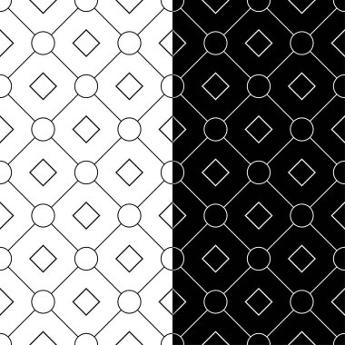 Siyah ve beyaz geometrik süsler. Web, Tekstil ve duvar kağıtları için dikişsiz desen seti