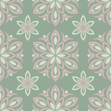 Zeytin yeşili çiçek Dikişsiz desen soluk pembe elemanları ile. Arka plan duvar kağıtları, Tekstil ve kumaş için çiçek tasarımları ile