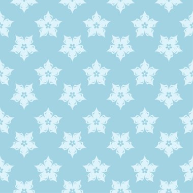 Beyaz ve mavi çiçek süs tasarım. Tekstil ve duvar kağıtları için seamless modeli