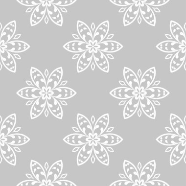Gri ve beyaz çiçek süsleme. Tekstil ve duvar kağıtları için seamless modeli