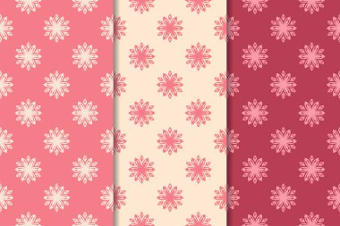 Kırmızı çiçekli süsler kümesi. Kiraz pembe dikey Dikişsiz desen. Duvar kağıdı arka plan