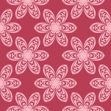 Kırmızı çiçek sorunsuz arka plan. Tekstil ve duvar kağıtları için dekoratif desen