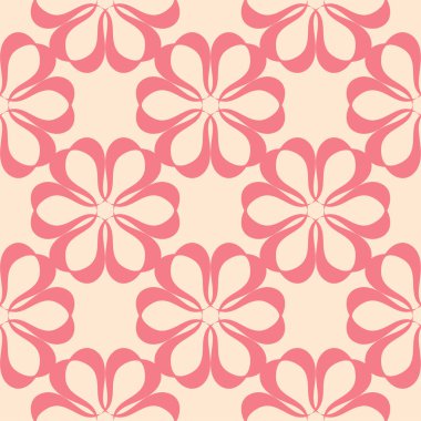 Bej renkli arka plan üzerinde kırmızı çiçekli süs. Tekstil ve duvar kağıtları için seamless modeli