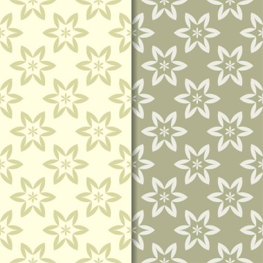 Zeytin yeşili çiçek arka planlar. Tekstil ve duvar kağıtları için dikişsiz desen seti