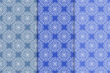 Web, Tekstil ve duvar kağıtları için dikey Dikişsiz desen mavi geometrik dizi