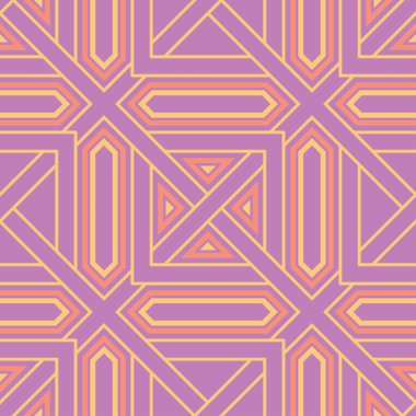 Geometrik menekşe seamless modeli. Parlak renkli arka plan duvar kağıtları, Tekstil ve kumaş için pembe ve sarı öğeler