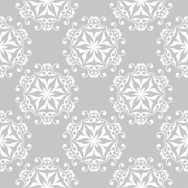 Gri ve beyaz çiçek süsleme. Tekstil ve duvar kağıtları için seamless modeli