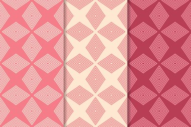 Geometrik süsler kümesi. Web, Tekstil ve duvar kağıtları için kiraz kırmızı Dikişsiz desen