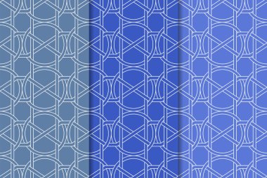 Mavi geometrik süsler. Web, Tekstil ve duvar kağıtları için dikey Dikişsiz desen seti