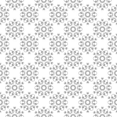 Beyaz arka plan üzerine açık gri çiçek süsleme. Tekstil ve duvar kağıtları için seamless modeli