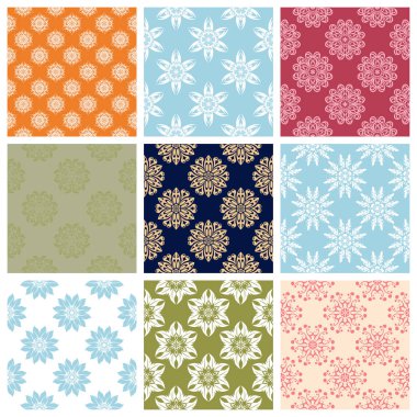 Renkli çiçek öğeleri kümesiyle. Çiçek seamless modeli. 