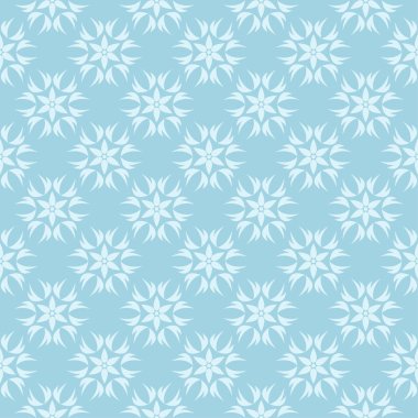 Beyaz ve mavi çiçek desenli. Tekstil ve duvar kağıtları için sorunsuz süsleme
