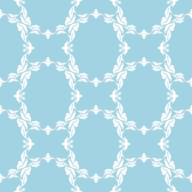 Lacivert zemin üzerine beyaz çiçek süsleme. Tekstil ve duvar kağıtları için seamless modeli