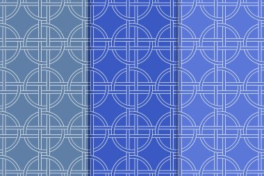 Mavi geometrik süsler. Web, Tekstil ve duvar kağıtları için dikey Dikişsiz desen seti