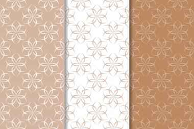 Kahverengi çiçek süsler. Tekstil ve duvar kağıtları için dikey Dikişsiz desen seti