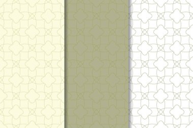 Geometrik süsler kümesi. Zeytin yeşili ve beyaz Dikişsiz desen web, Tekstil ve duvar kağıtları için