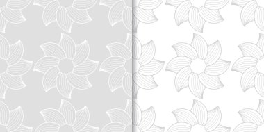 Işık gri çiçek arka planlar. Tekstil ve duvar kağıtları için dikişsiz desen seti