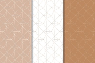 Kahverengi ve beyaz geometrik süsler. Web, Tekstil ve duvar kağıtları için dikişsiz desen seti