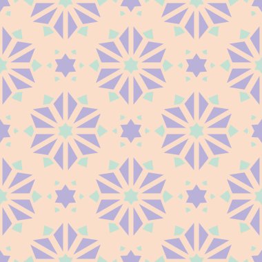 Çiçek seamless modeli. Bej renkli arka plan duvar kağıtları, Tekstil ve kumaş için mor ve mavi çiçek öğeleri ile