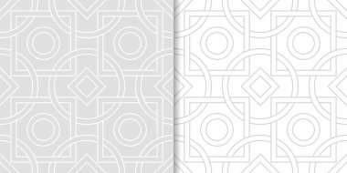 Işık gri geometrik süsler. Web, Tekstil ve duvar kağıtları için dikişsiz desen seti