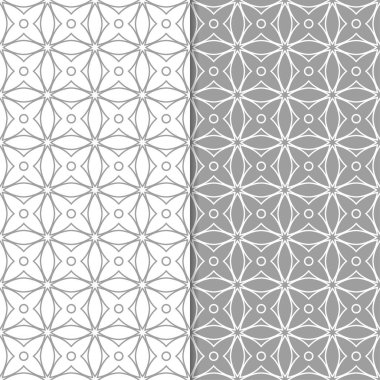 Gri ve beyaz geometrik süsler. Web, Tekstil ve duvar kağıtları için dikişsiz desen seti