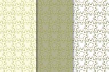 Zeytin yeşili çiçek arka planlar. Tekstil ve duvar kağıtları için dikişsiz desen seti